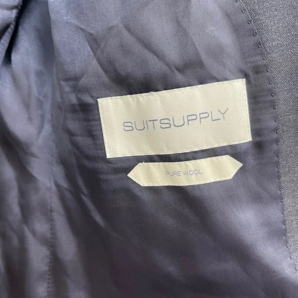 Suitsupply Pure Wool Gray Havana‎ Jetted A Slim Fit Blazer Jacket 52 Career Work